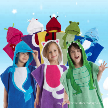 100% cotton printing kids hooded beach towel poncho